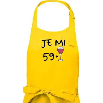 Kuchyňská zástěra Je mi 59 (60) víno - Dámská zástěra na vaření - Univerzální velikost ( Žlutá )