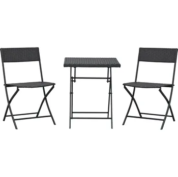 Zahradní sestava Outsunny Polyrattan Bistro Set pro 2 osoby Skupina sedacího nábytku Ratanový zahradní nábytek Set Brown