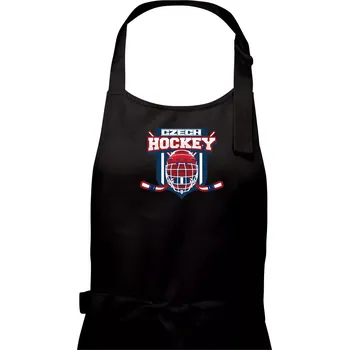 Kuchyňská zástěra Czech Hockey erb - Mistrovství světa v ledním hokeji 2024 - Dámská zástěra na vaření - Univerzální velikost ( Černá )