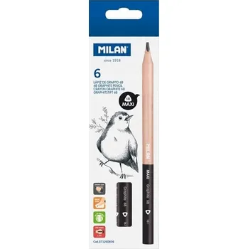 Grafitová tužka ŠKOLNÍ SADA DĚTSKÝCH TUŽEK TUŽKY MAXI 6B 6 KS MILAN