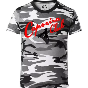 Chlapecké tričko Capoeira club s tanečníkem - Dětské maskáčové triko - 104-110cm / 3-4 roky ( Šedý maskáč )