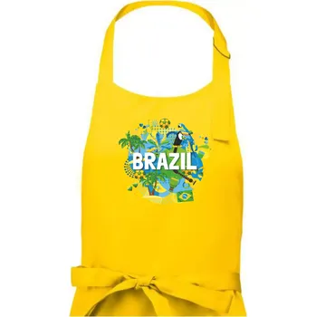 Kuchyňská zástěra Brazílie Barevný obrázek - Dámská zástěra na vaření - Univerzální velikost ( Žlutá )