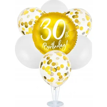 Balónek Sada balónků na stojanu k 30. narozeninám, zlatá