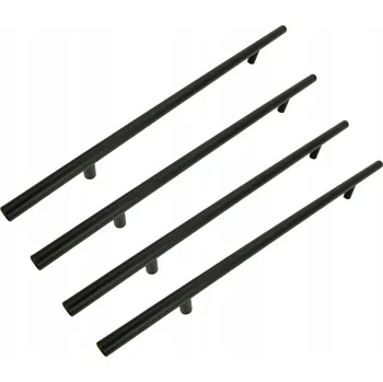 Nábytkové kování 4 x Nábytková úchytka Reling 256 mm černá Kovová úchytka na skříňky