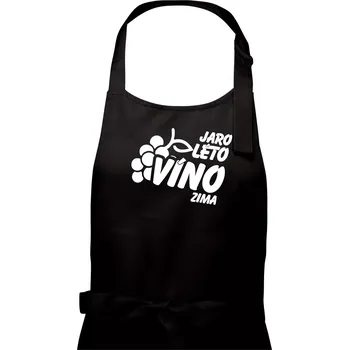 Kuchyňská zástěra Jaro, léto, víno, zima - Dámská zástěra na vaření - Univerzální velikost ( Černá )
