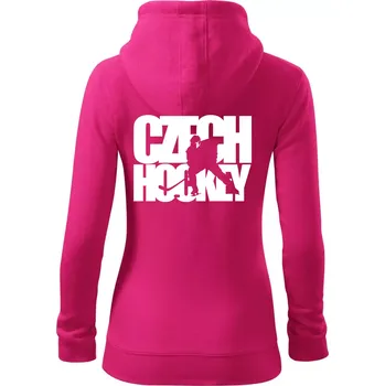 Dámská mikina Czech hockey - nápis s hokejistou - Mistrovství světa v ledním hokeji 2026 - Dámská mikina trendy zipper s kapucí - M ( Purpurová )