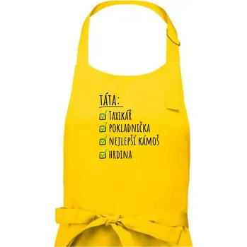 Kuchyňská zástěra Táta - check list - Pánská zástěra na vaření - Univerzální velikost ( Žlutá )