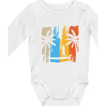 Paddleboard vintage - Body kojenecké s dlouhým rukávem - Dlouhý r. 3-6 měs ( Bílá )