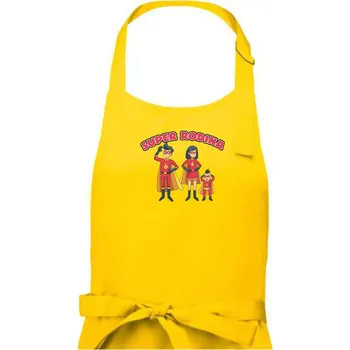 Kuchyňská zástěra Super rodina - jeden syn - Dámská zástěra na vaření - Univerzální velikost ( Žlutá )