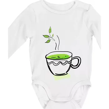 Hot matcha - Body kojenecké s dlouhým rukávem - Dlouhý r. 3-6 měs ( Bílá )