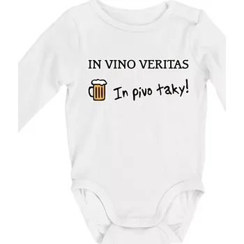 In vino veritas in pivo taky (Hana-creative) - Body kojenecké s dlouhým rukávem - Dlouhý r. 6-12 měs ( Bílá )
