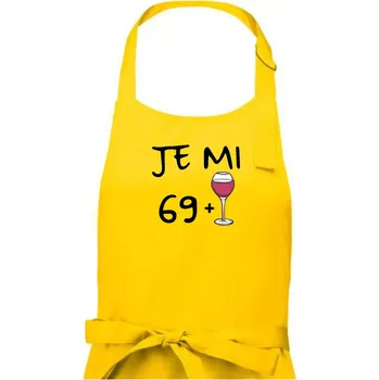 Kuchyňská zástěra Je mi 69 (70) víno - Pánská zástěra na vaření - Univerzální velikost ( Žlutá )
