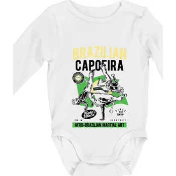 Kojenecké oblečení Brazilian Capoeira - Body kojenecké s dlouhým rukávem - Dlouhý r. do 3 měs ( Bílá )