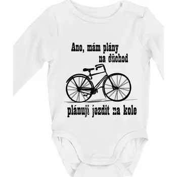 Staré kolo - Plány na důchod - Body kojenecké s dlouhým rukávem - Dlouhý r. 6-12 měs ( Bílá )