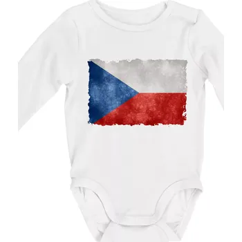 Česká vlajka stará - Body kojenecké s dlouhým rukávem - Dlouhý r. do 3 měs ( Bílá )