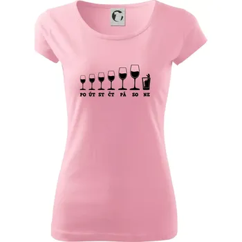 Dámské tričko Evoluce víno celý týden - Dámské triko Pure - XS ( Růžová )