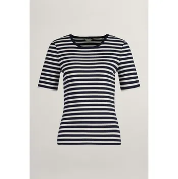 TRIČKO GANT SLIM STRIPED 1X1 RIBBED SS T-SHIRT EVENING BLUE