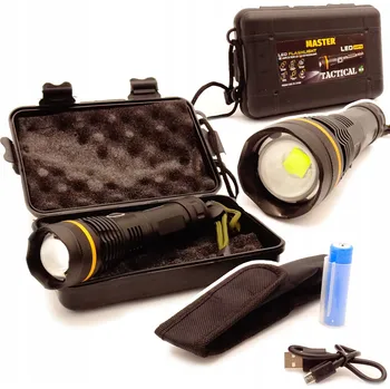 Svítilna LED svítilna USB 1500 lumenů TAKTICKÁ VÝKONNÁ LED TM-LTF1500