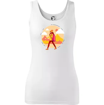 Barevný párový motiv na hory - Dámské tílko - S ( Bílá )