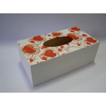 Krabice na papírové kapesníky - Srdce s bílou