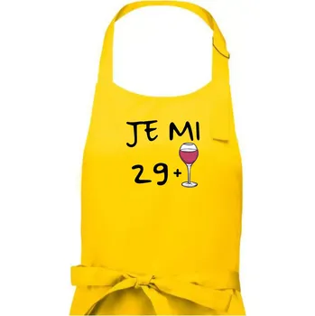 Kuchyňská zástěra Je mi 29 (30) víno - Dámská zástěra na vaření - Univerzální velikost ( Žlutá )