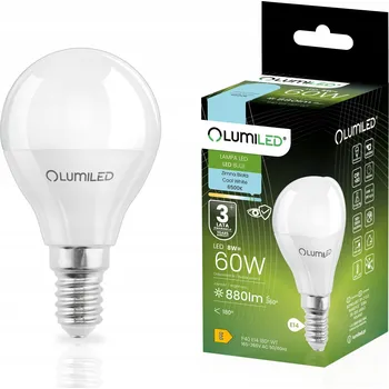 Žárovka LED žárovka E14 KULKA 8W = 60W 880lm 6500K Studená bílá CCD 180° LUMILED