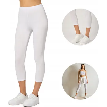 Dámské legíny Dámské 3/4 legíny s vysokým pasem, KRYCÍ bavlna Merry Style 199 Bílá XL