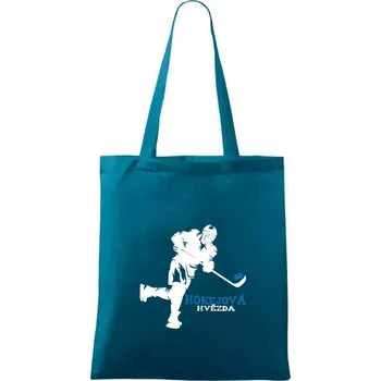 Hokejová hvězda - Taška bavlněná - 42 x 38 cm ( Petrolejová )