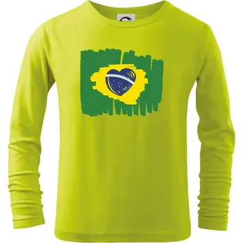 Dětská móda Brazílie vlajka srdce - Triko dětské Long Sleeve - 122 cm/6 let ( Limetková )