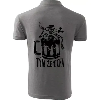 Pánská košile Tým ženicha kostra - Polokošile pánská Pique Polo 203 - 4XL ( Tmavě šedý melír )