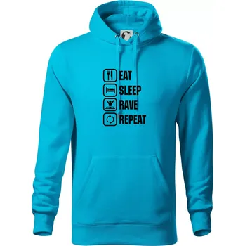 Pánská mikina Eat sleep rave repeat - Mikina pánská Cape s kapucí - 4XL ( Světlý tyrkys )