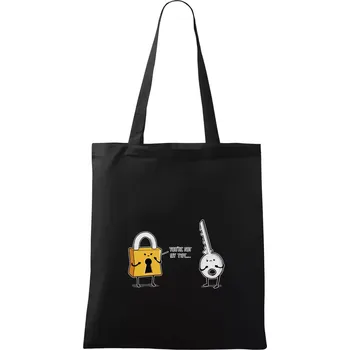 Nákupní taška Zámek a klíč - Taška bavlněná - 42 x 38 cm ( Černá )