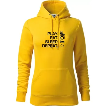 Dámská mikina Play Eat Sleep Repeat hokej - Mikina dámská Cape s kapucí - S ( Žlutá )