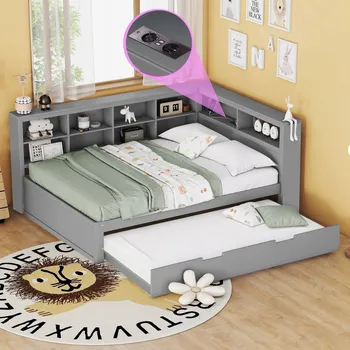 Postel Jednolůžková dřevěná postel Arhatreya 140x200 cm bílá, šedá