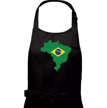 Kuchyňská zástěra Brazílie vlajka v mapě - Pánská zástěra na vaření - Univerzální velikost ( Černá )