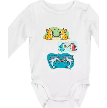 Projev lásky zvířata - Body kojenecké s dlouhým rukávem - Dlouhý r. do 3 měs ( Bílá )