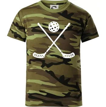 Florbalové hokejky - Dětské maskáčové triko - 134 cm/8 let ( Zelený maskáč )