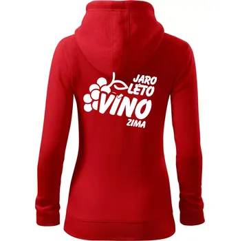 Dámská mikina Jaro, léto, víno, zima - Dámská mikina trendy zipper s kapucí - M ( Červená )
