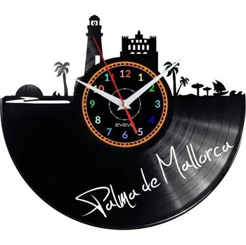 Hodiny PALMA DE MALLORCA NÁSTĚNNÉ HODINY DEKORATIVNÍ MODERNÍ VINYLOVÁ DESKA