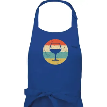 Kuchyňská zástěra Vintage víno - Dámská zástěra na vaření - Univerzální velikost ( Královská modrá )