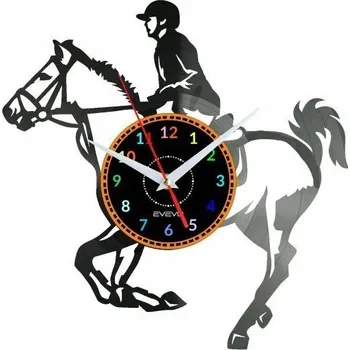 Hodiny JEZDECTVÍ KŮŇ HODINY NÁSTĚNNÉ DEKORAČNÍ MODERNÍ VINYLOVÁ DESKA VINYL N