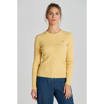 Dámský svetr SVETR GANT STRETCH COTTON CABLE C-NECK DUSTY YELLOW