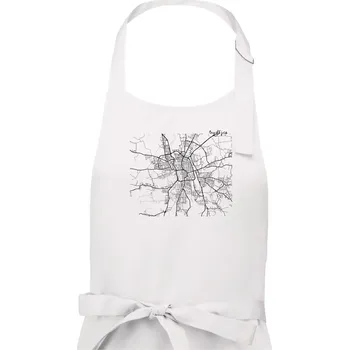 Kuchyňská zástěra Mapy měst černobílé Budějce - Pánská zástěra na vaření - Univerzální velikost ( Bílá )