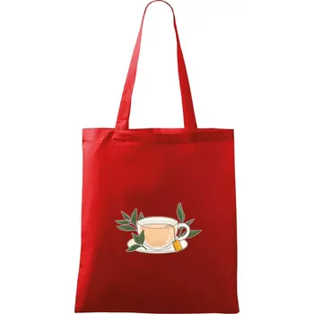 Nákupní taška Šálek čaje - Taška bavlněná - 42 x 38 cm ( Červená )