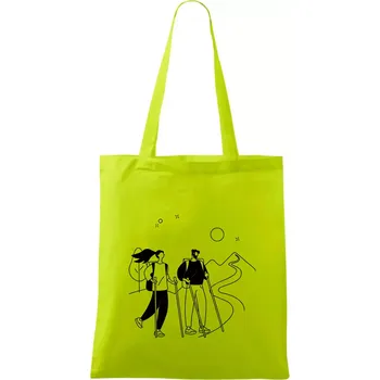 Kreslený pár na výletě - Taška bavlněná - 42 x 38 cm ( Limetková )