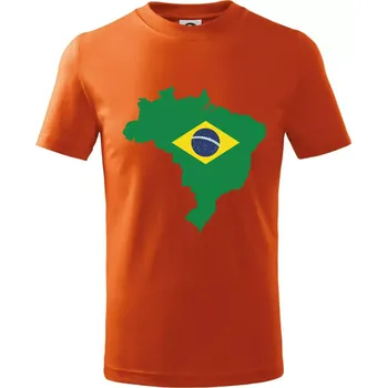 Chlapecké tričko Brazílie vlajka v mapě - Tričko dětské bavlněné - 122 cm/6 let ( Oranžová )