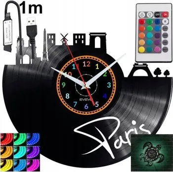 Hodiny Paris Nástěnné Hodiny LED RGB S Dálkovým Ovládáním Vinylová Deska Moderní