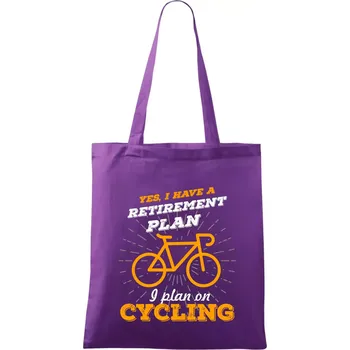 Nákupní taška Oranžové kolo - Yes, I have a retirement plan, I plan on cycling - Taška bavlněná - 42 x 38 cm ( Fialová )