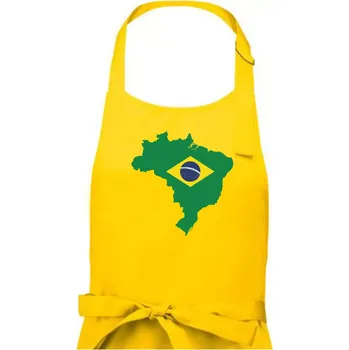 Kuchyňská zástěra Brazílie vlajka v mapě - Pánská zástěra na vaření - Univerzální velikost ( Žlutá )