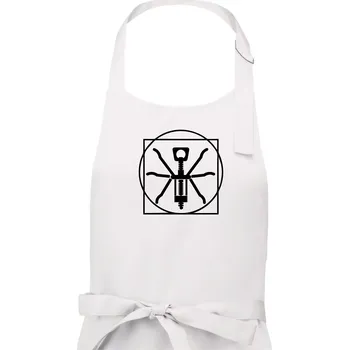 Kuchyňská zástěra Vitruviánský otvírák - Pánská zástěra na vaření - Univerzální velikost ( Bílá )